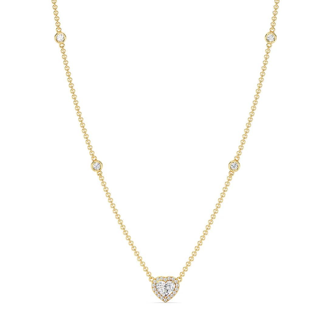Heart Diamond Station Necklace