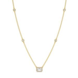 Emerald Diamond Station Necklace