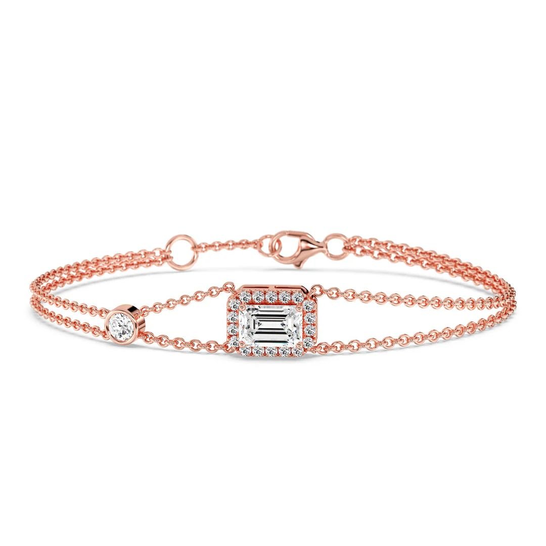 Double Chain Halo Bracelet Emerald-Cut - Image 7