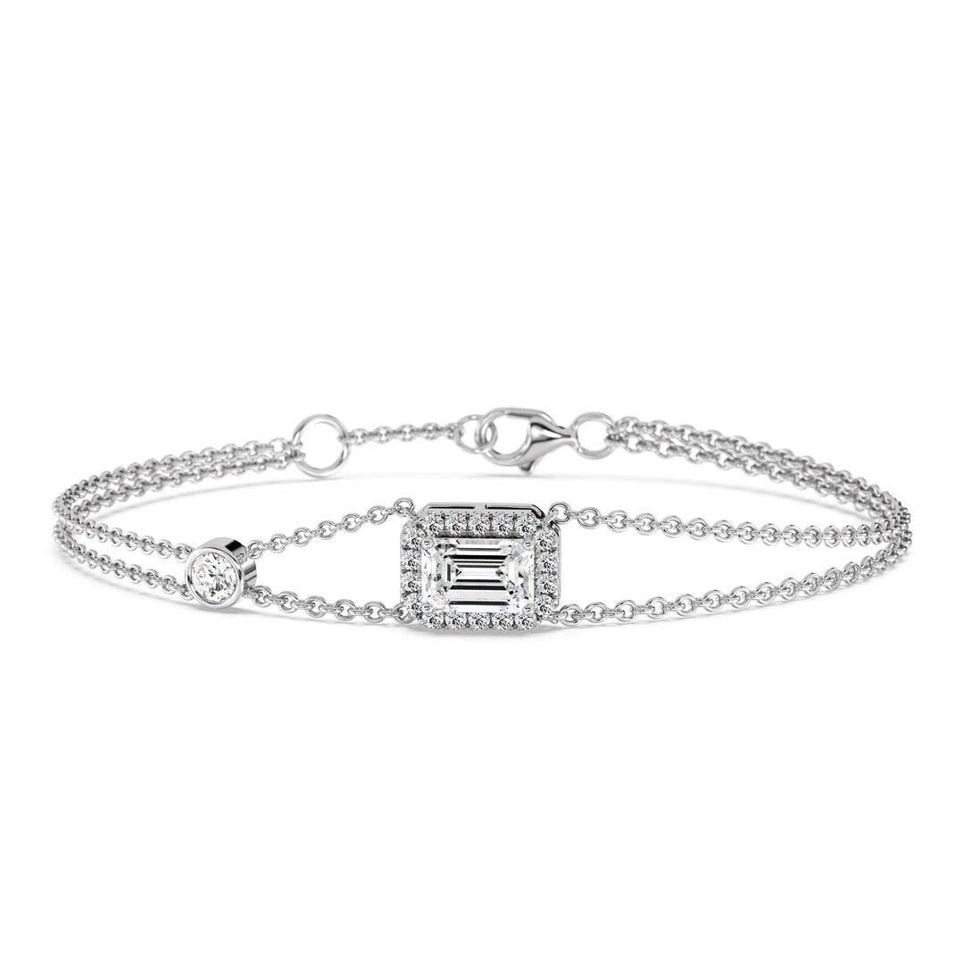 Double Chain Halo Bracelet Emerald-Cut - Image 4
