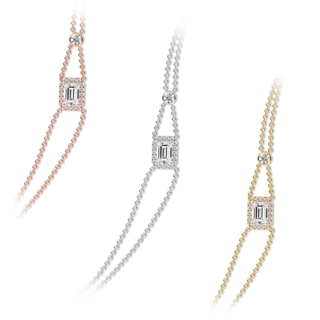 Double Chain Halo Bracelet Emerald-Cut - Image 10