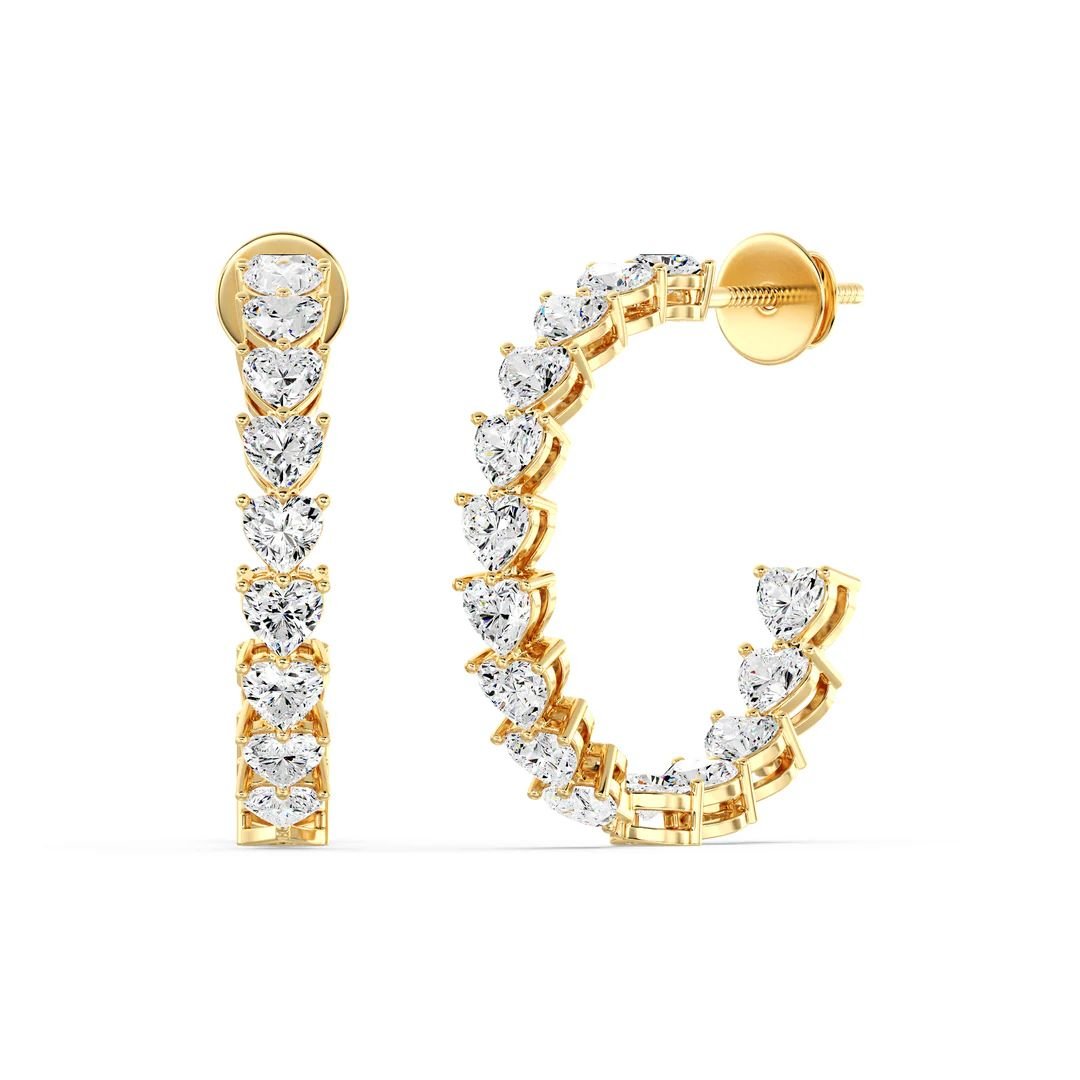 Heart Cut Lab Grown Diamond Inside Out Hoop Earrings