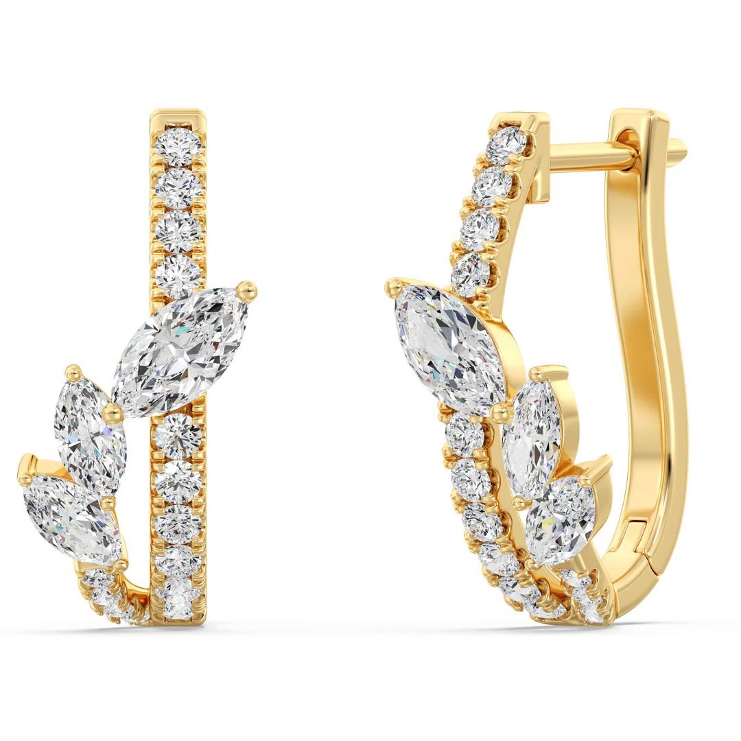 Marquise-Cut Twist Hoop Earrings