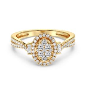 Oval Cluster Halo Engagement Ring