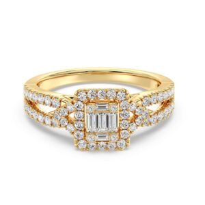 Square Cluster Halo Engagement Ring
