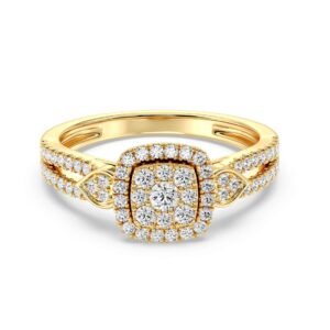 Double Halo Square Engagement Ring