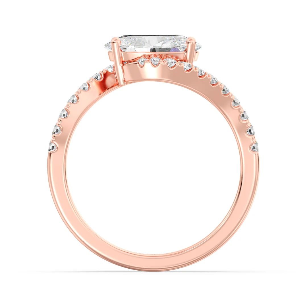 Oval Bypass Engagement Ring with Pavé Accent - Image 14