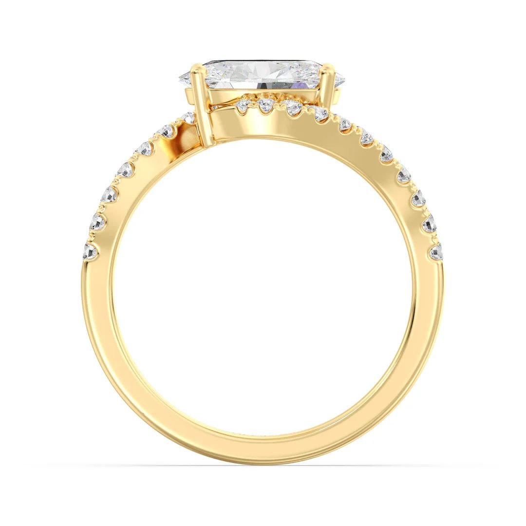 Oval Bypass Engagement Ring with Pavé Accent - Image 4
