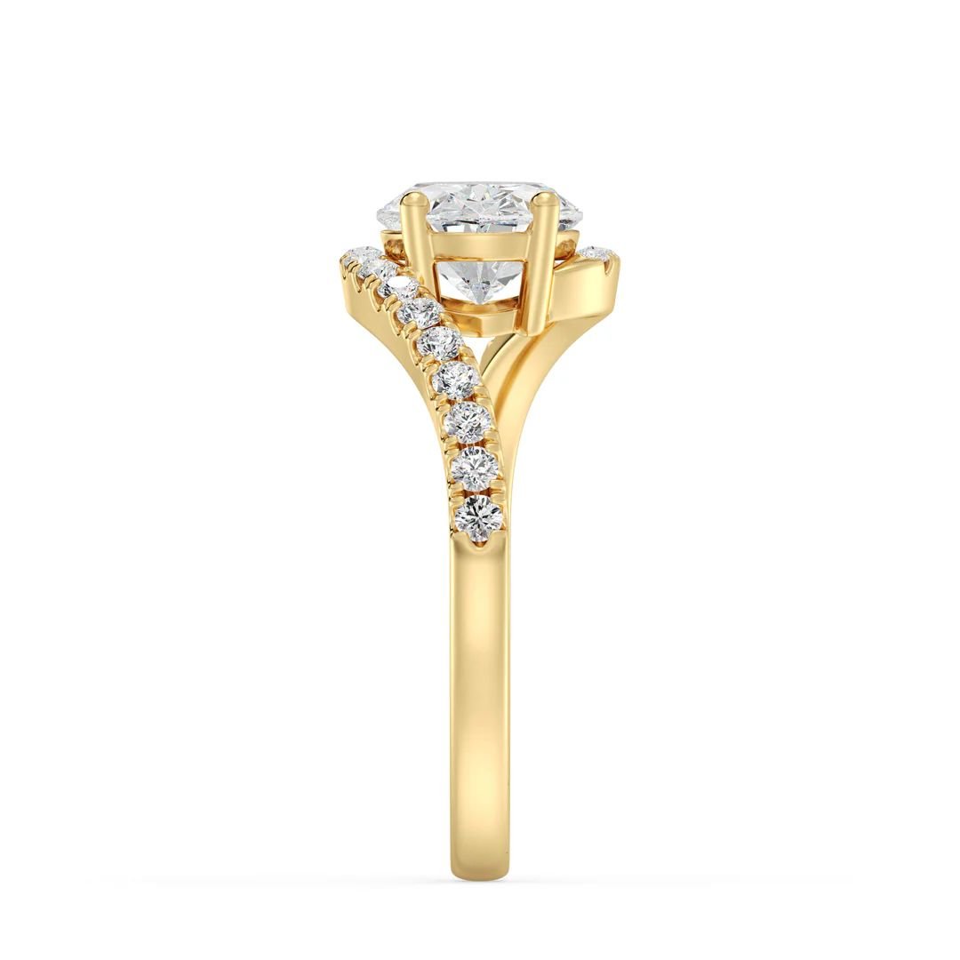 Oval Bypass Engagement Ring with Pavé Accent - Image 5
