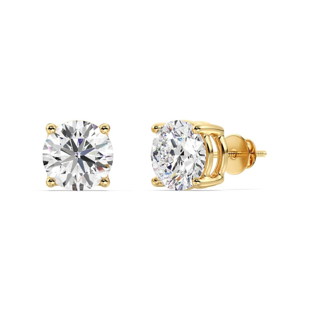 Round Cut Lab Grown Diamond Stud Earrings (0.20–4.00 CTTW)