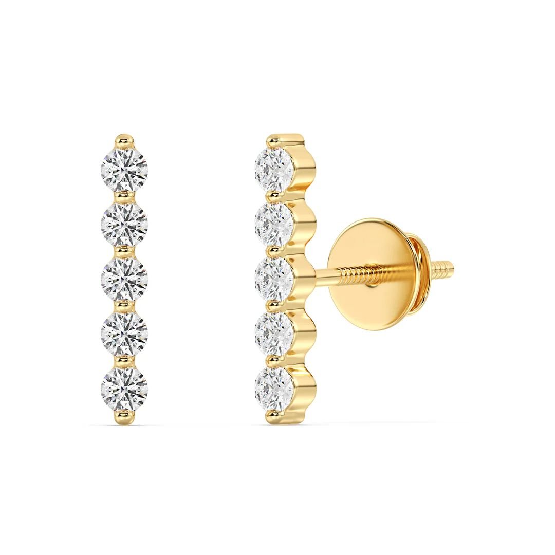 Lab Grown Diamond Long Bar Stud Earrings