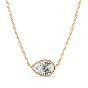 Pear Bezel Solitaire Pendant Necklace