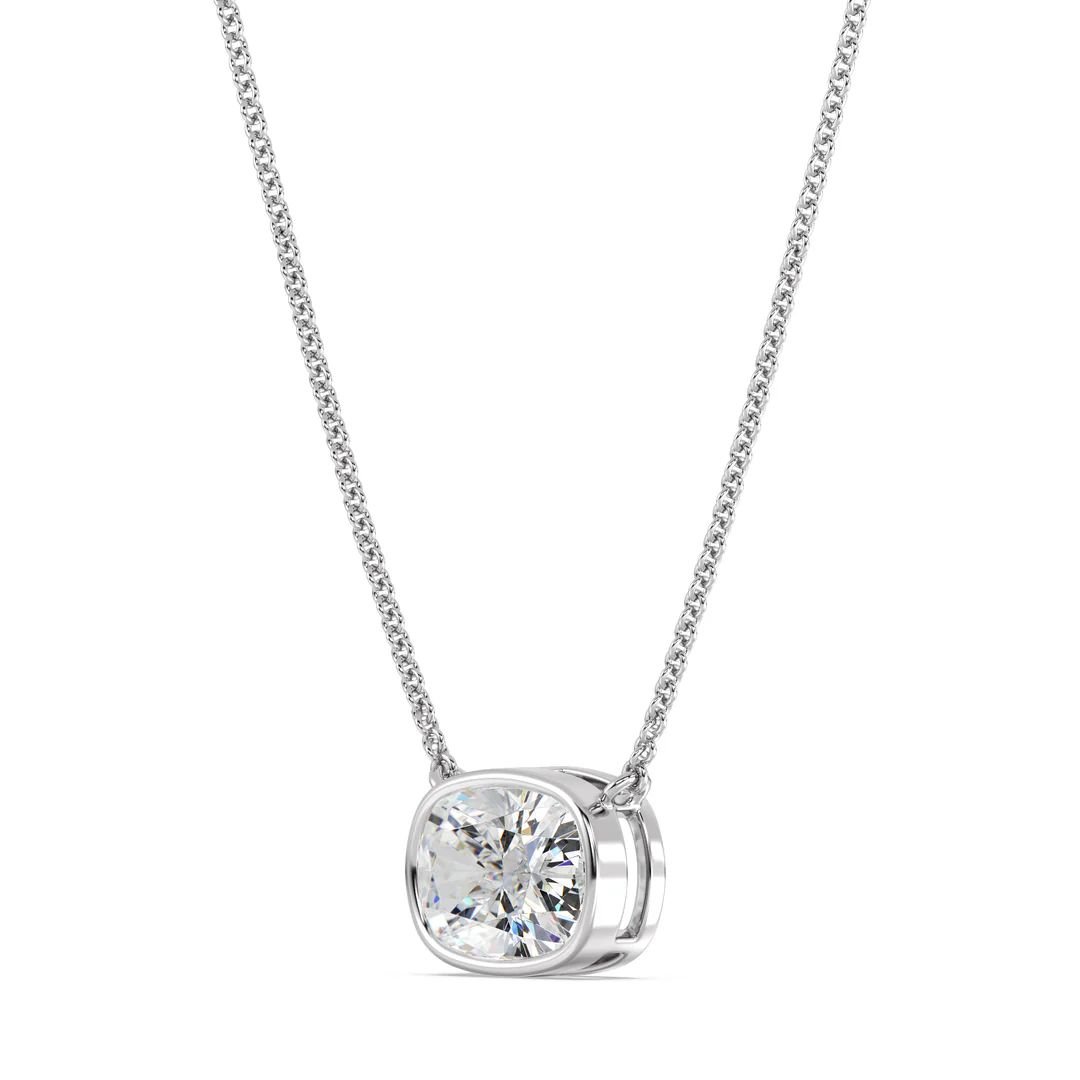 Cushion-Cut Bezel Solitaire Pendant Necklace - Image 6