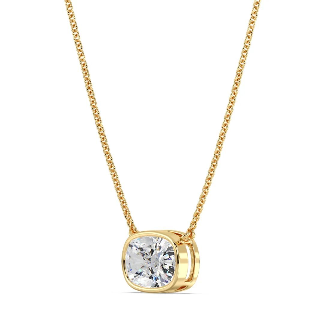 Cushion-Cut Bezel Solitaire Pendant Necklace - Image 2