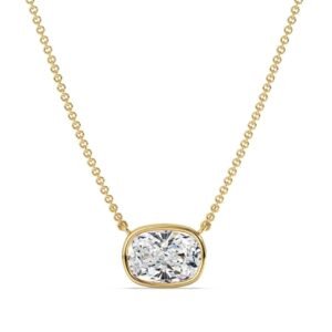 Cushion-Cut Bezel Solitaire Pendant Necklace