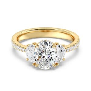 2 Ct Oval Solitaire Engagement Ring with Half Moon