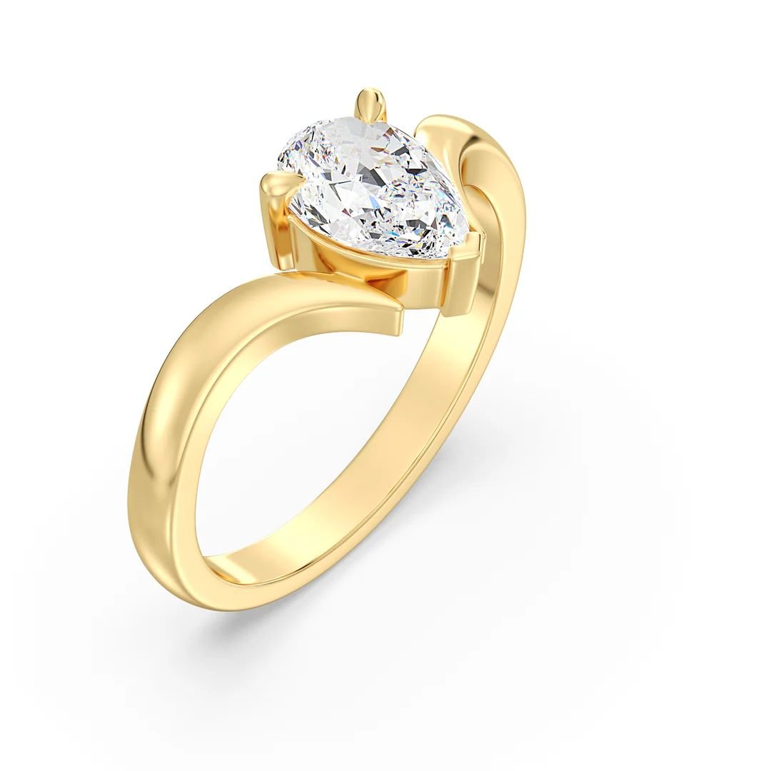 Pear Solitaire Ring - Image 2