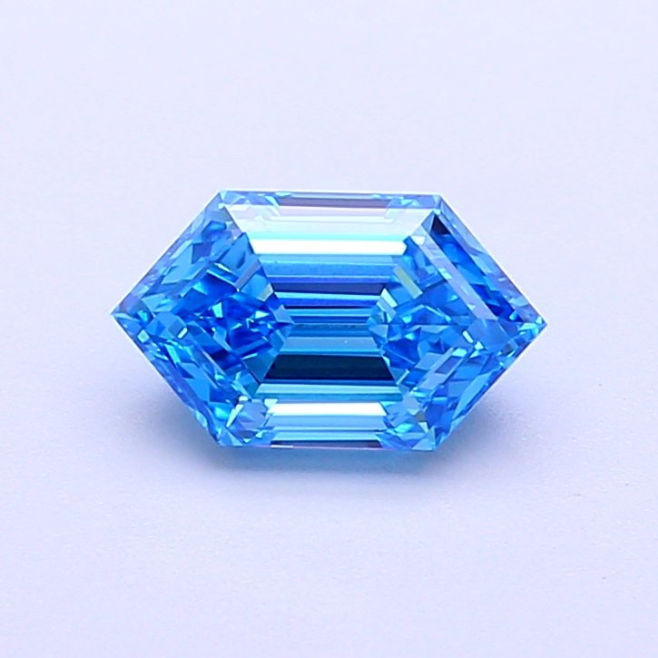 Hexagonal 0.94ct VVS2 Fancy Vivid Blue Lab Grown Diamond