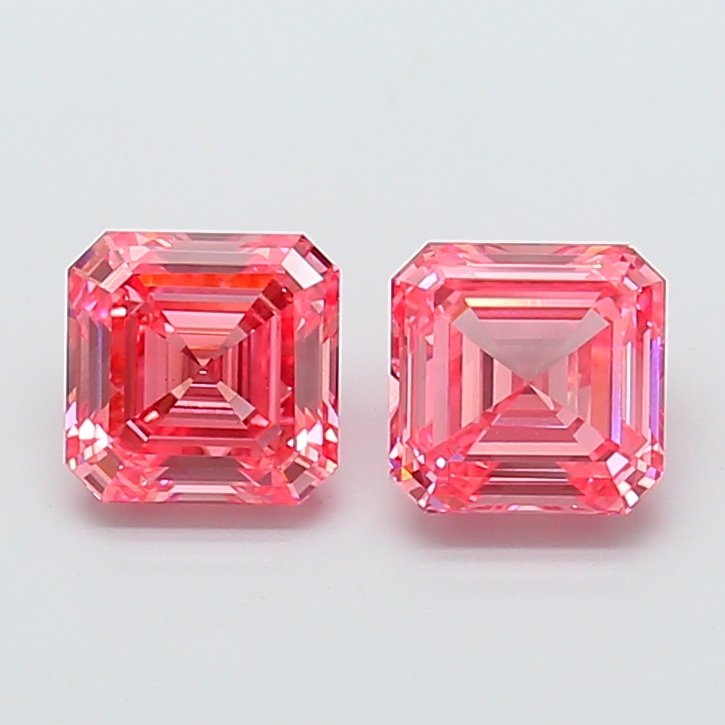 Sq Emerald 1.81ct VS1 Fancy Vivid Pink Lab Grown Diamond